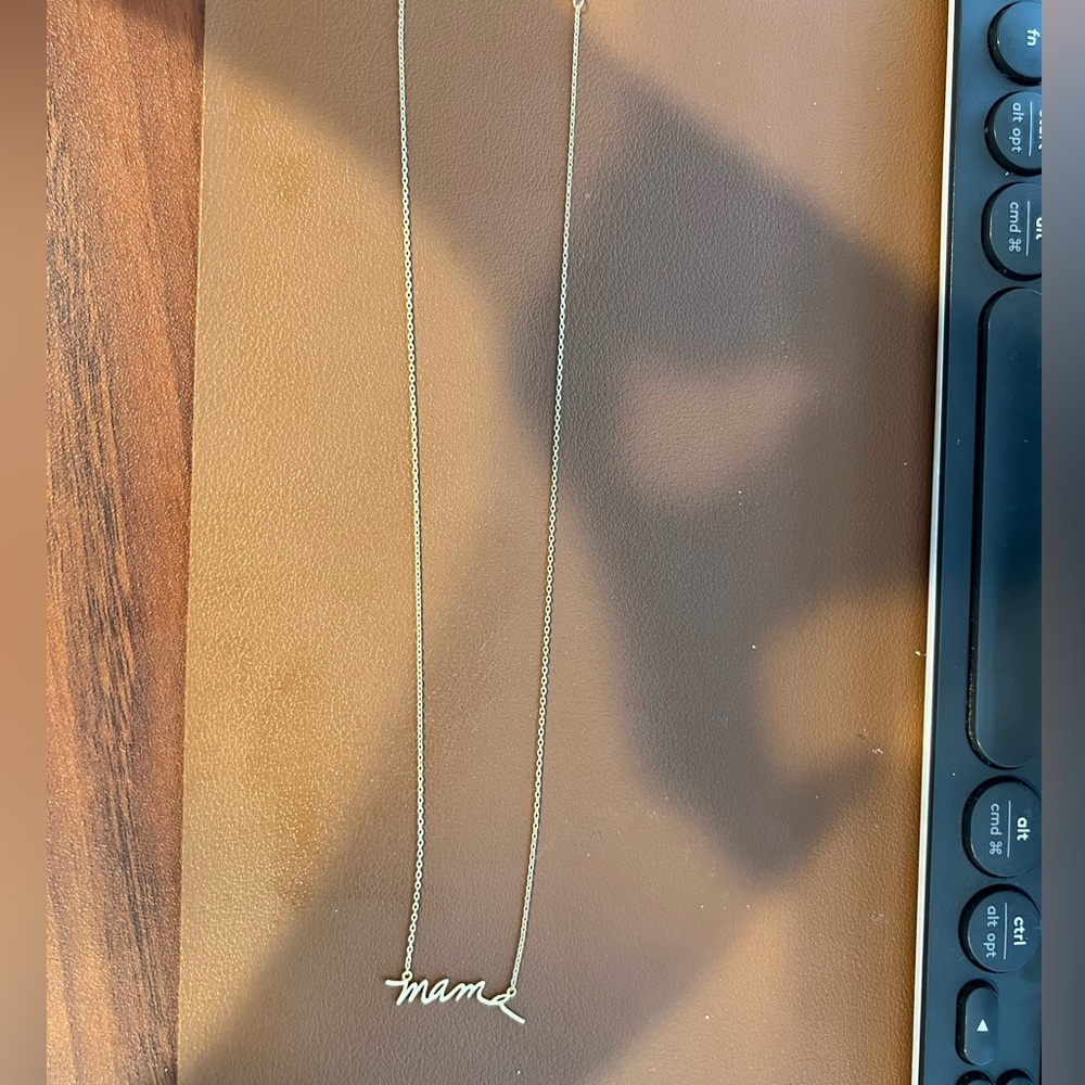 “Mama” gold necklace in cursive